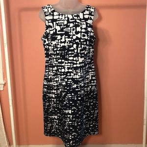 Connected Apparel A-line Dress Navy and White Sz 6